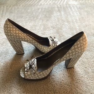 Coach Tan/Taupe Cloth 4" Heels